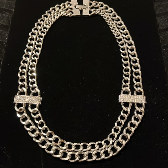 Silver Zirconia 2 Strand Necklace - Picture 9 of 17